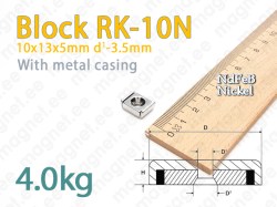 Countersink magnet, Block RK-10N, Metal casing