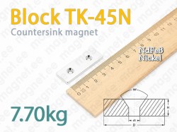 Countersink magnet, Block TK-45N, Nickel