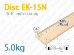 Countersink magnet, Disc EK-15N, Metal casing
