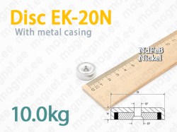 Countersink magnet, Disc EK-20N, Metal casing