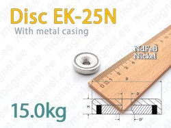 Countersink magnet, Disc EK-25N, Metal casing