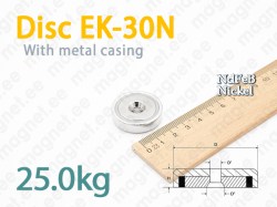 Countersink magnet, Disc EK-30N, Metal casing