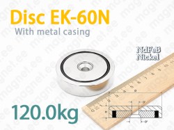 Countersink magnet, Disc EK-60N, Metal casing