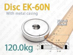 Countersink magnet, Disc EK-60N, Metal casing