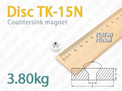 Countersink magnet, Disc TK-15N, Nickel