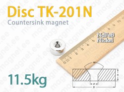 Countersink magnet, Disc TK-201N, Nickel