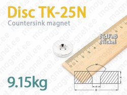 Countersink magnet, Disc TK-25N, Nickel