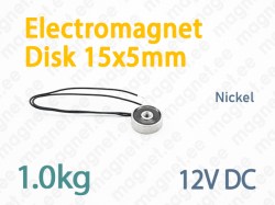Electromagnet Disk 15x5mm, 12V DC, Nickel