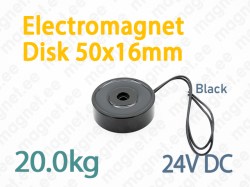 Electromagnet Disk 50x16mm, 24V DC, Black