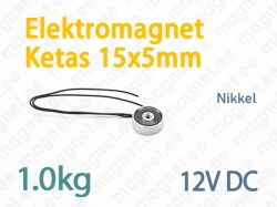 Elektromagnet Ketas 15x5mm, 12V DC, Nikkel