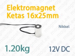 Elektromagnet Ketas 16x25mm, 12V DC, Nikkel