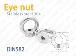 Eye Nut (Lifting nut), DIN582, Stainless steel 304