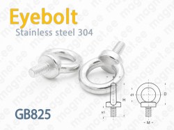 Eyebolt (Liftingbolt,) GB825, Stainless steel 304