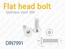 Internal Hexagon Flat head bolt DIN7991, Stainless steel 304