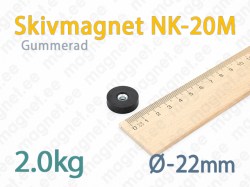 Gummerad försänkt hål Skivmagnet NK-20M, Svart