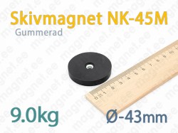 Gummerad försänkt hål Skivmagnet NK-45M, Svart