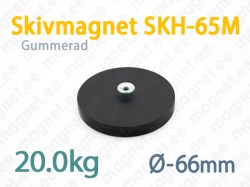 Gummerad med invändig gänga Skivmagnet SK-65M, Svart