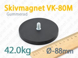 Gummerad med utvändig gänga Skivmagnet VK-80M, Svart