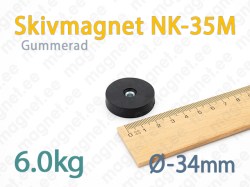 Gummerad försänkt hål Skivmagnet NK-35M, Svart