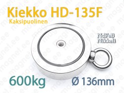 Kaksipuolinen Kalastusmagneetti Kiekko HD-135F 600kg