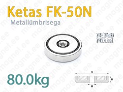 Sisekeermega magnet Ketas FK-50N, Metallümbrisega