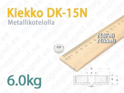 Reiällinen kiinnitysmagneetti Kiekko DK-15N, Metallikotelolla