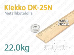 Reiällinen kiinnitysmagneetti Kiekko DK-25N, Metallikotelolla