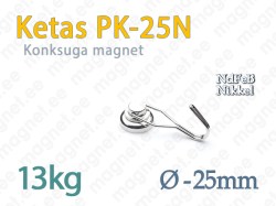 Konksuga magnet Ketas PK-25N, Nikkel