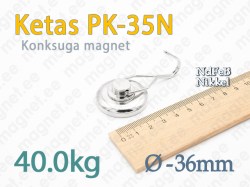 Konksuga magnet Ketas PK-35N, Nikkel