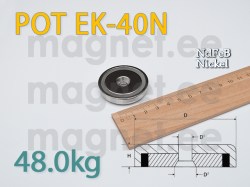 Kruvikinnitusega magnet, Ketas EK-40N, Metallümbrisega