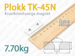 Kruviauguga magnet Plokk TK-45N, Nikkel