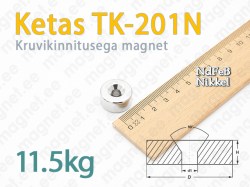 Kruviauguga magnet Ketas TK-201N, Nikkel