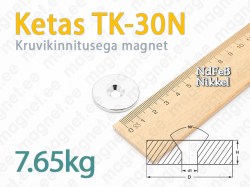 Kruviauguga magnet Ketas TK-30N, Nikkel