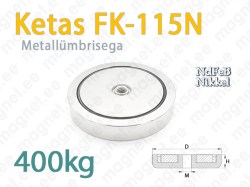 Sisekeermega magnet Ketas FK-115N, Metallümbrisega