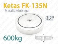 Sisekeermega magnet Ketas FK-135N, Metallümbrisega