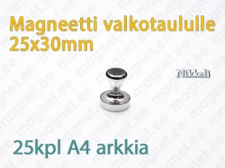 Magneetti valkotaululle D25x30mm, Metalli, Nikkeli