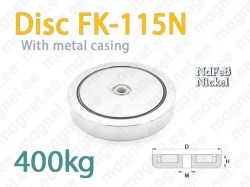Magnet Disc FK-115N with internal thread, Metal casing