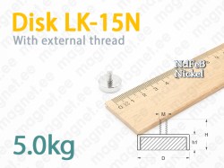 Magnet Disc LK-15N with external thread, Metal casing