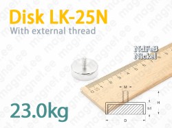 Magnet Disc LK-25N with external thread, Metal casing