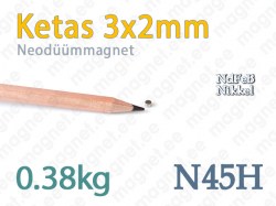 Ketasmagnetid: Neodüümmagnet Ketas 3x2mm, N45H, Nikkel