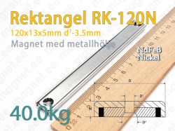 Magnet med försänkt hål Rektangulär RK-120N, Metallhölje