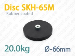Rubber coated magnet, Disc SK-65M, Black
