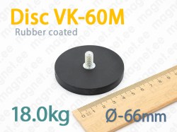 Rubber coated magnet, Disc VK-60M, Black