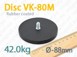 Rubber coated magnet, Disc VK-80M, Black