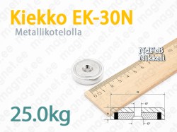 Ruuvikiinnityksellä magneetti, Kiekko EK-30N, Metallikotelolla