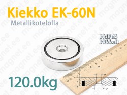 Ruuvikiinnityksellä magneetti, Kiekko EK-60N, Metallikotelolla