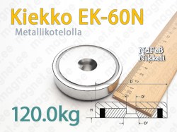 Ruuvikiinnityksellä magneetti, Kiekko EK-60N, Metallikotelolla