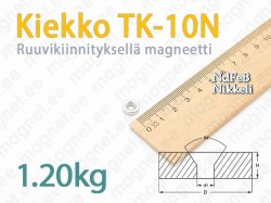 Ruuvikiinnityksellä magneetti, Kiekko TK-10N, Nikkeli