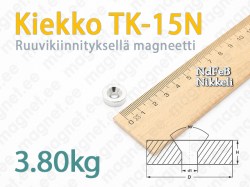 Ruuvikiinnityksellä magneetti, Kiekko TK-15N, Nikkeli