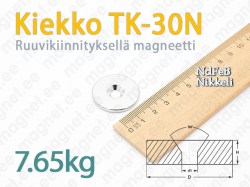 Ruuvikiinnityksellä magneetti, Kiekko TK-30N, Nikkeli
